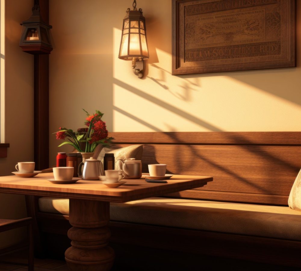 Lifestyle imagery in a calm cafe environment.